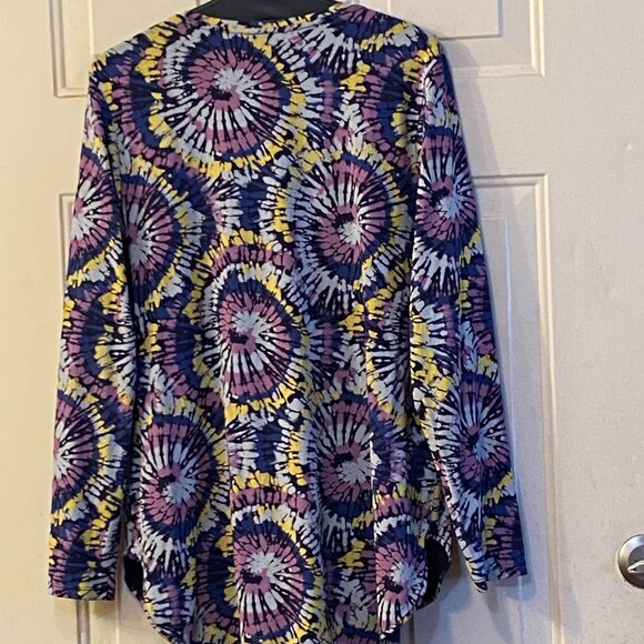 Lands'End Sz L 14/16 Women Knit Top Tunic Long Sleeve Multi Tie Dye Made in Peru - Picture 7 of 11